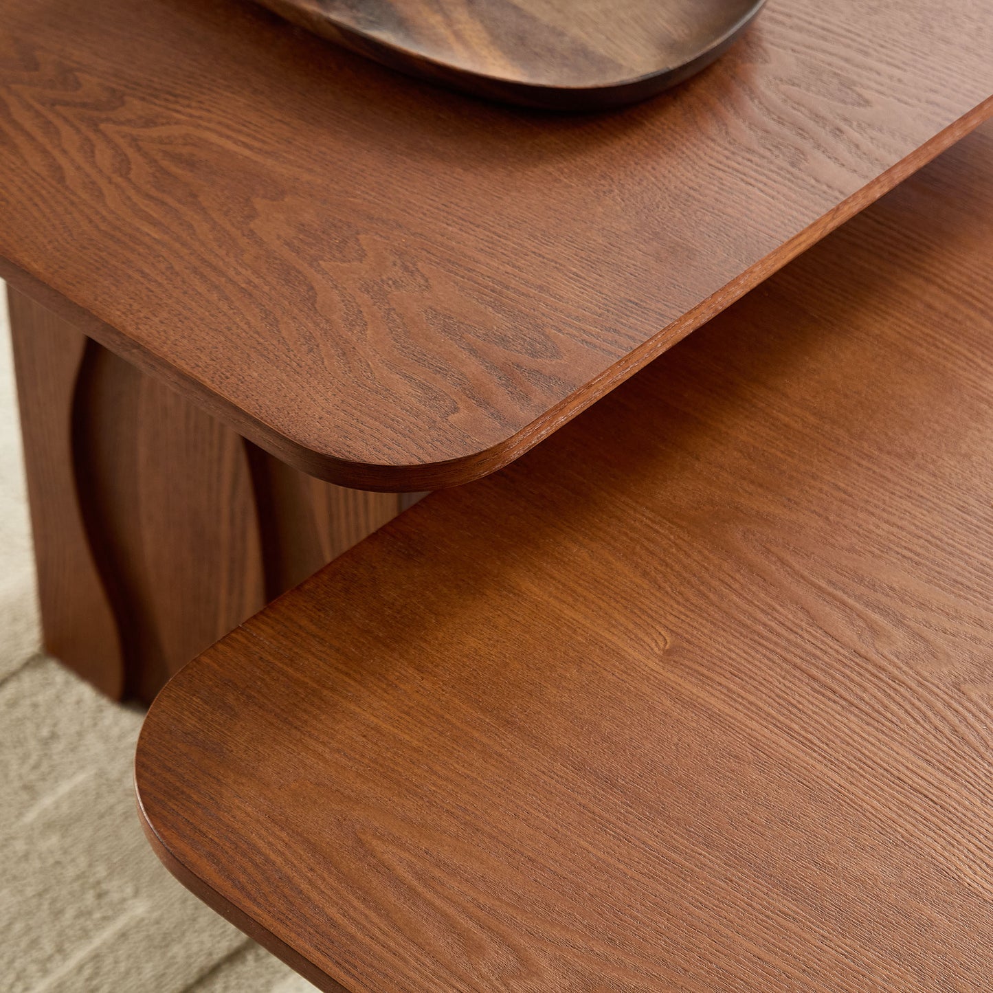Nesting Square Coffee Table Set - 2-Piece Brown Accent Tables