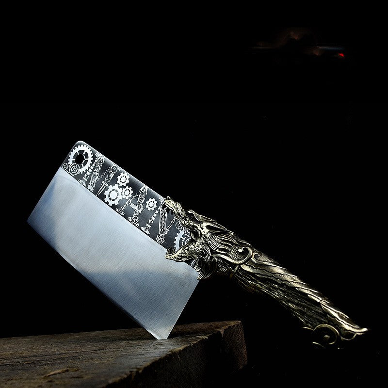 Stainless Steel Copper Handle Meat Cutting Knife V-Shaped Blade