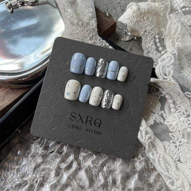 Sea Salt Sky Blue Nail Stickers – Embossed Ins Style
