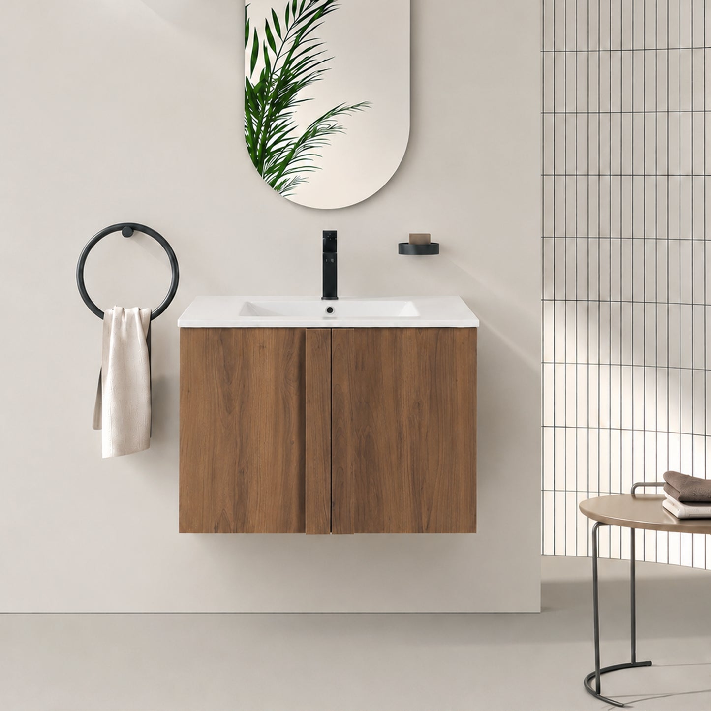 30" Wall-Mounted Bathroom Vanity with Sink - Brown Ebony
