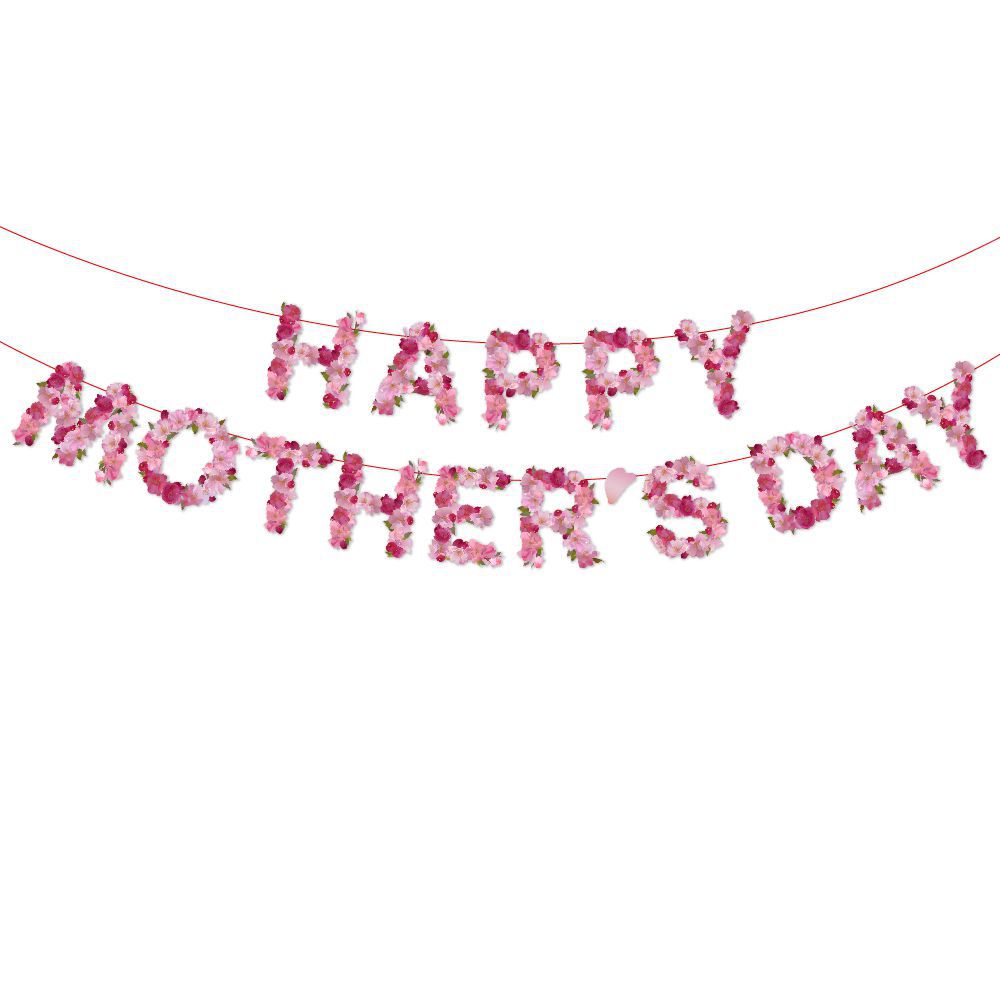 Mother's Day Flag - Floral Hanging Decoration for Holidays Pink