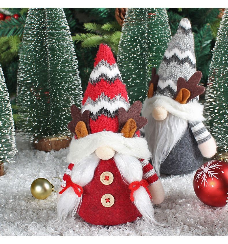 Christmas Deer Horn Doll with Red or Gray Pointed Hat Antlers Holiday Decor