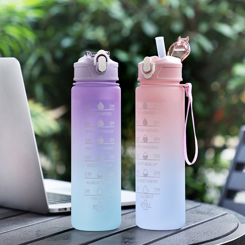 Large Capacity Sports Water Bottle with Straw - Portable Hydration Bottle