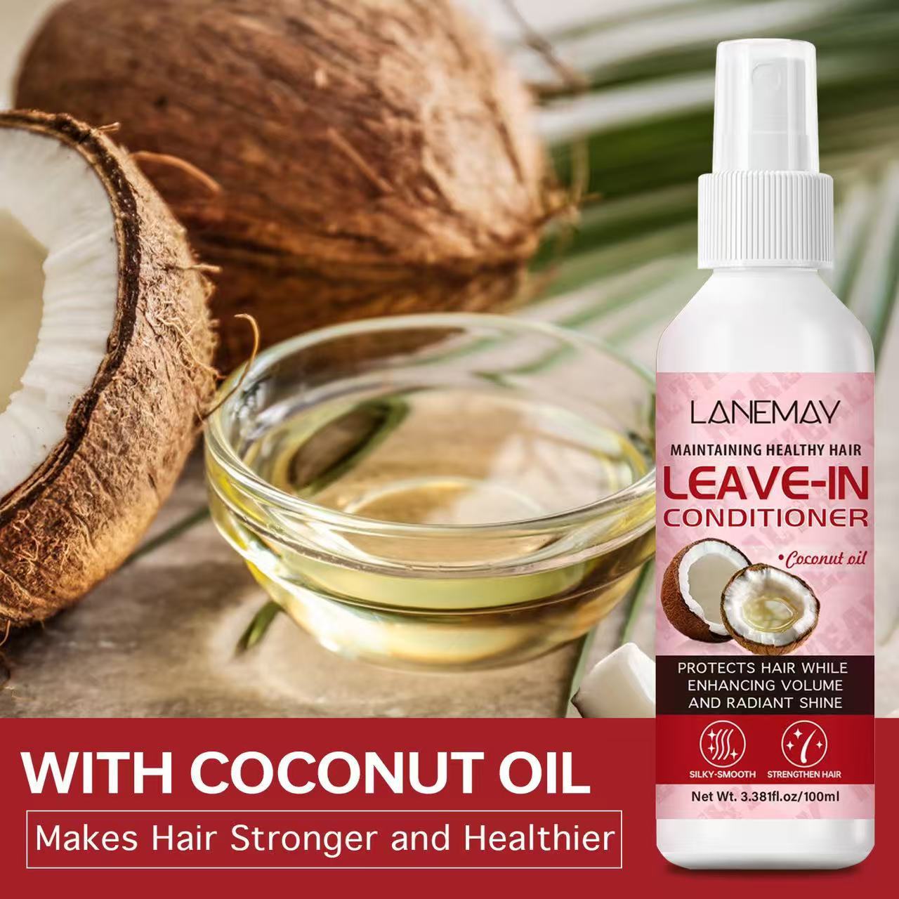 No-Rinse Coconut Oil Hair Conditioner - Nourishing Leave-In Treatment 100ml