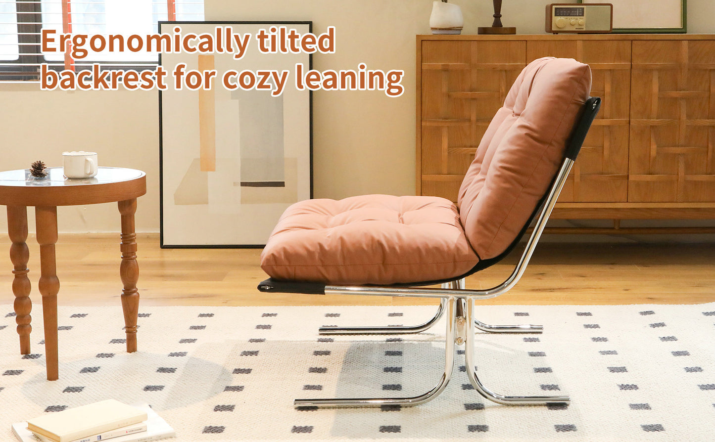 Modern High Back Leather Accent Chair - Brown