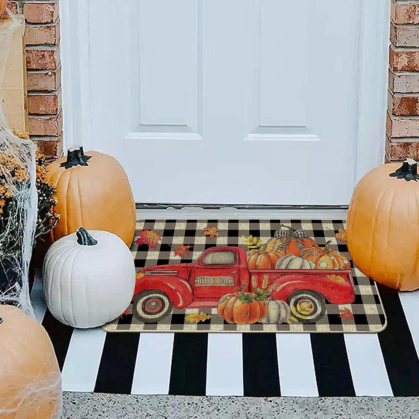 Country Striped Christmas Floor Mat - Festive Holiday Decor for Home & Garden