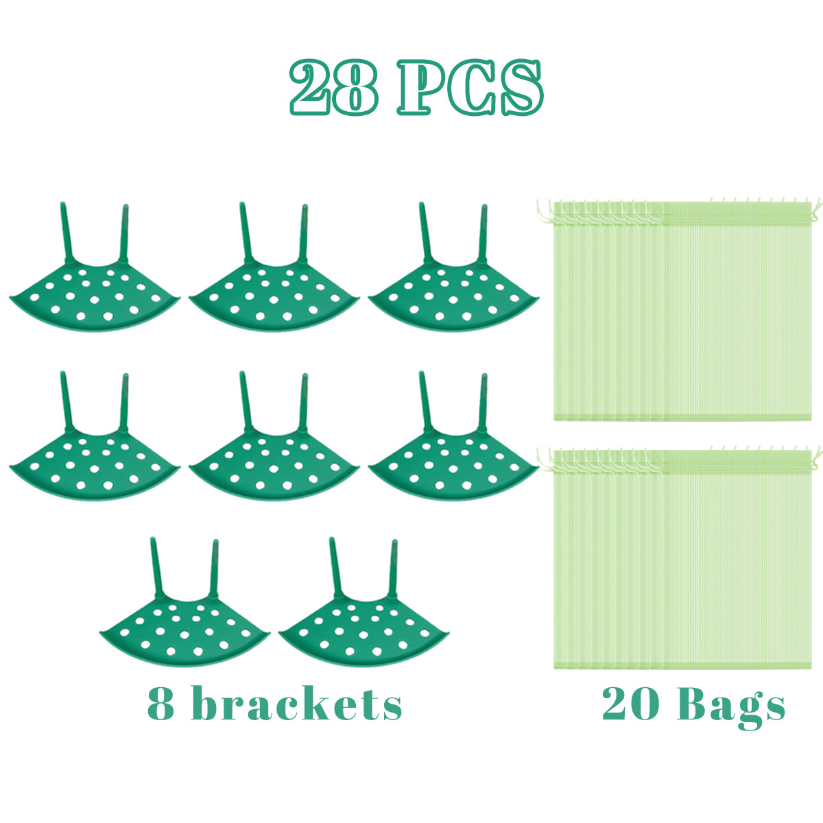 8 Pack Strawberry Plant Supports with Bags Garden Supports Green