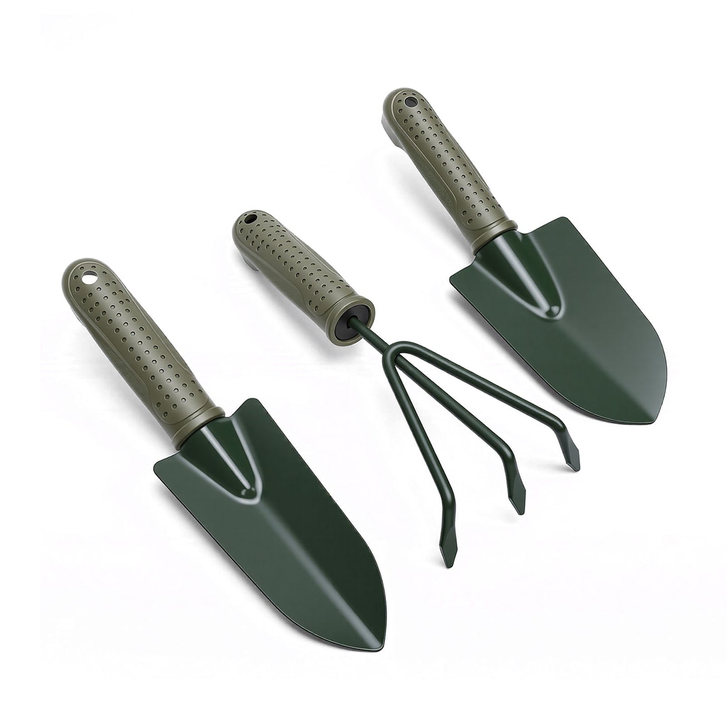 Garden Tool Set with Ergonomic Handles - Shovels, Rake & Storage Bag