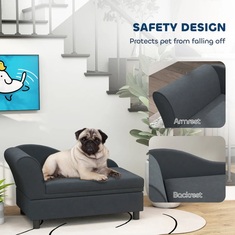 Pet Sofa Bed with Storage for Cats and Small Dogs - Dark Gray