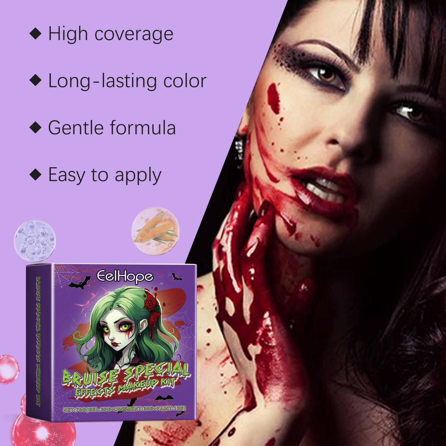 Halloween SFX Makeup Kit - Vampire & Zombie Bruise and Blood FX Set