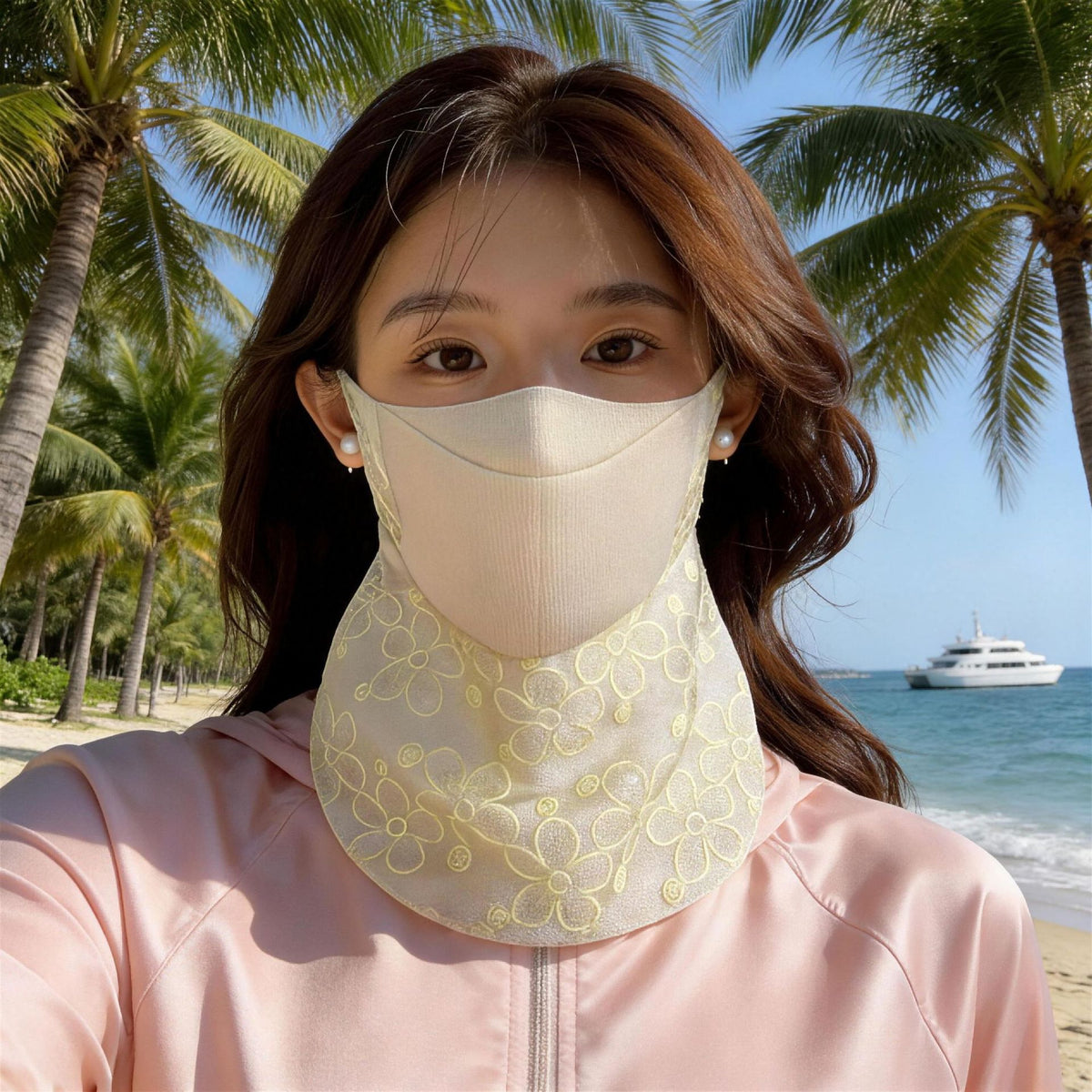 Women's Sun-Protective Face Mask – Sequin Lace UV Shield