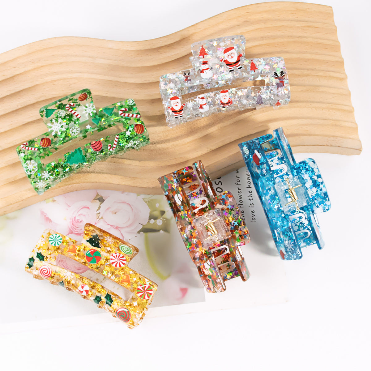 Five-Pointed Star Sequin Acrylic Hair Barrettes