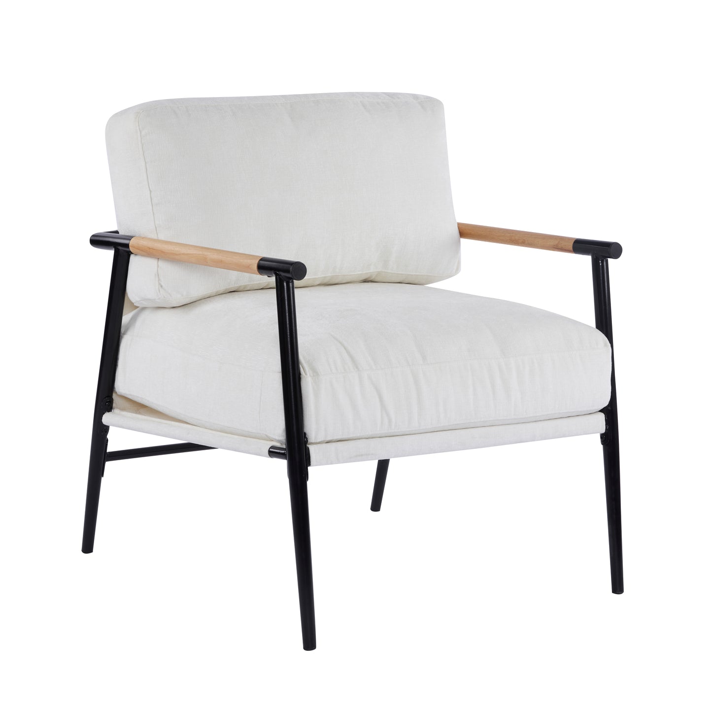 27.56 Modern Accent Chair With Plush Cushions, Minimalist Metal