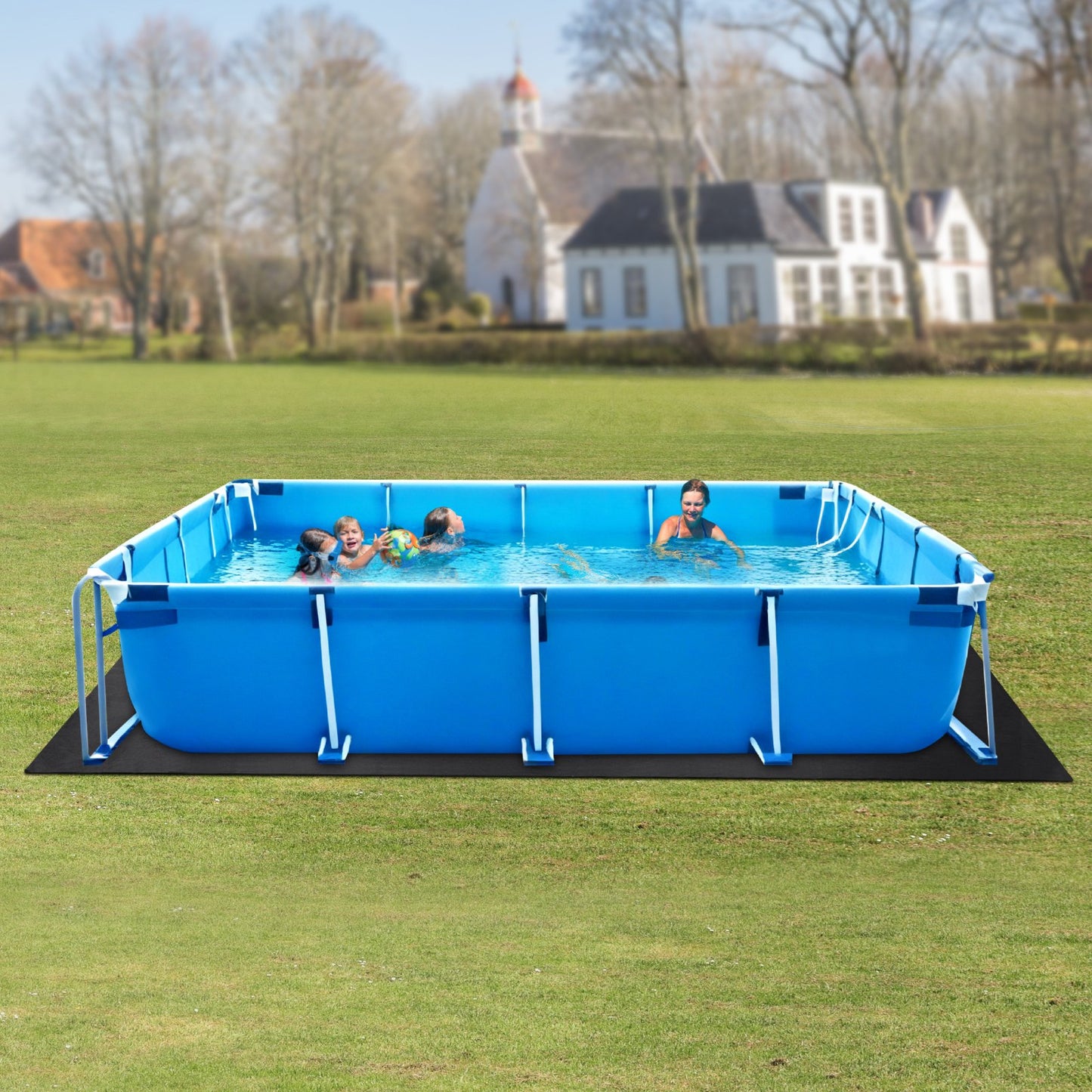 Heavy Duty Pool Liner Pad 16x32ft for Above Ground Pools - Puncture-Resistant Black
