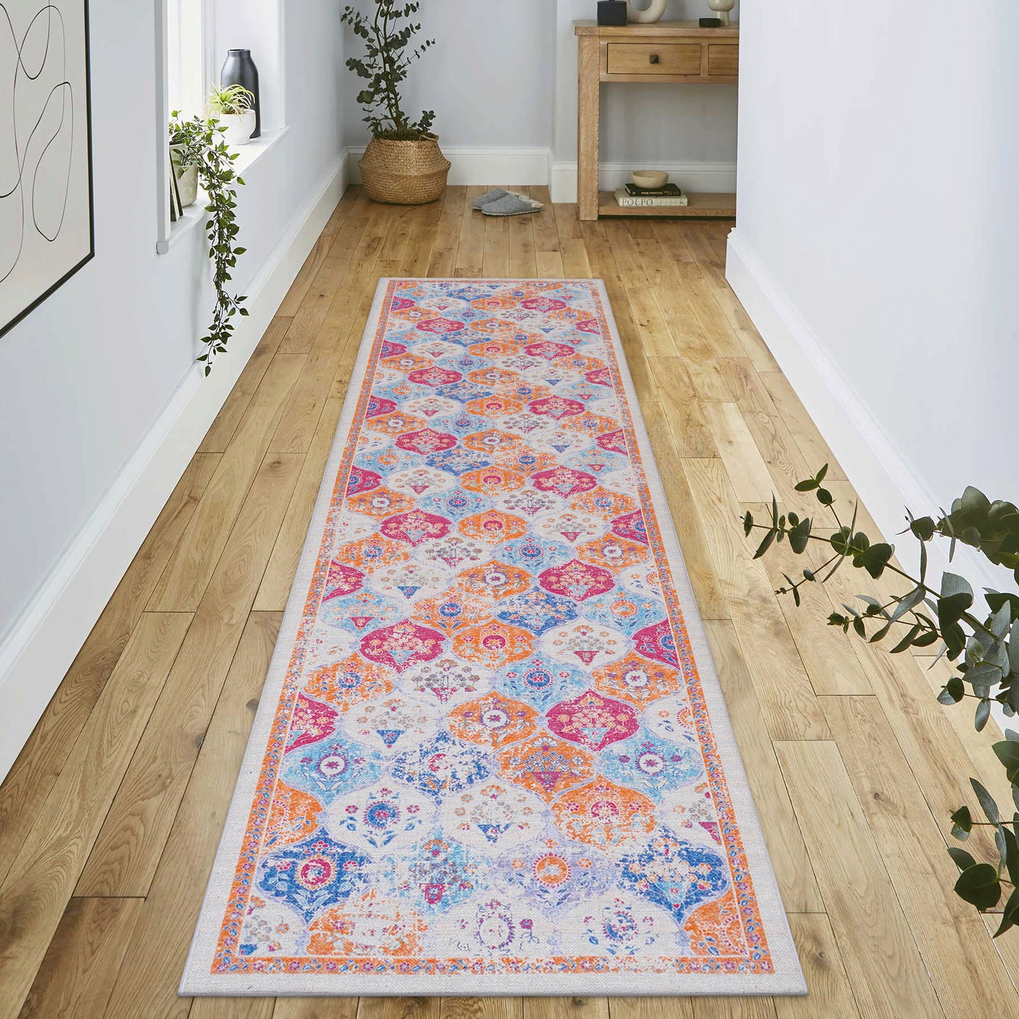MAVAL Cream Washable Rug 2'6'' X 10' Runner Cream,