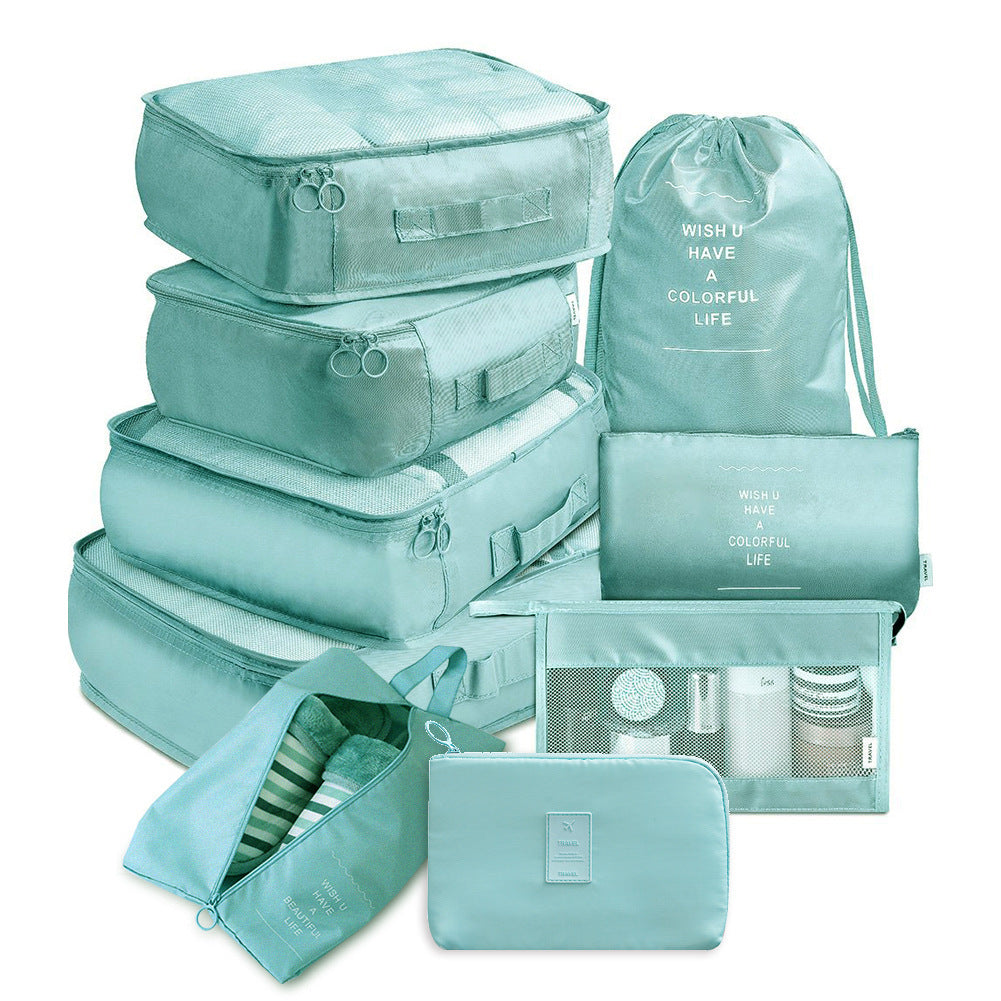 9-Piece Thickened Twill Travel Storage Bag Set for Shoes Clothes Toiletries