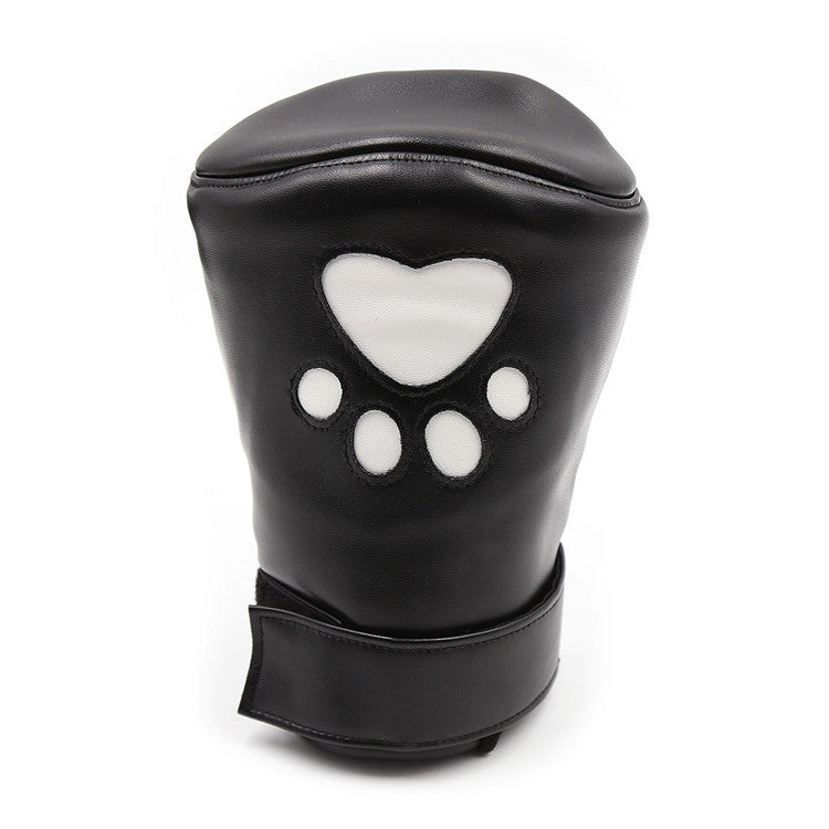 Dog Hand-Shaped Sponge Brush Set with Bright Leather Handles - Black