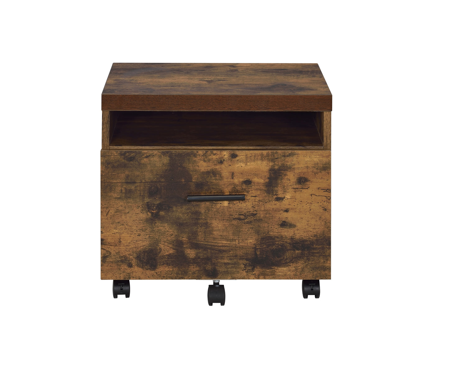 Bob Weathered Oak & Black Finish File Cabinet with Drawer