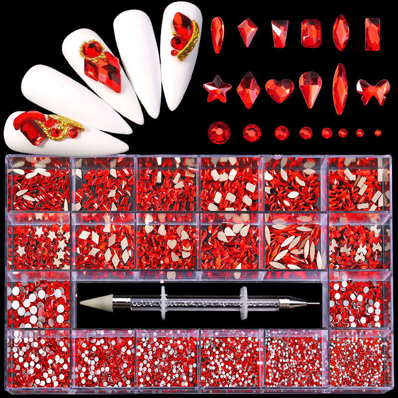 Nail Art Drill Kit with Glass Diamond Organizer Box