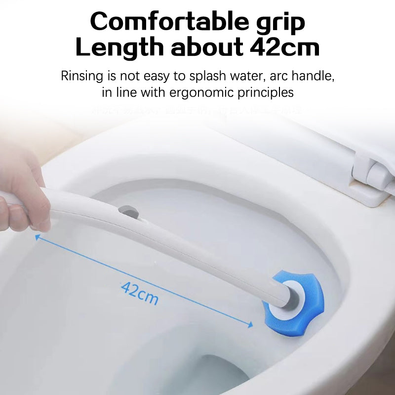 Disposable Toilet Brush Set with Long Handle & Storage Base - 5 Pcs Household Bathroom Cleaning Tools