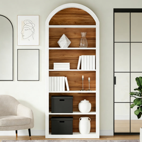 Tall Bookshelf with Eight Tiers - Two-Tone Storage Solution