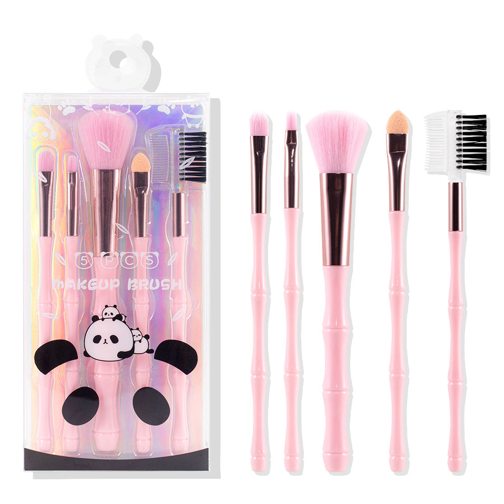 Portable Makeup Brush Set - 5 Nylon Brushes for Face & Eye Makeup