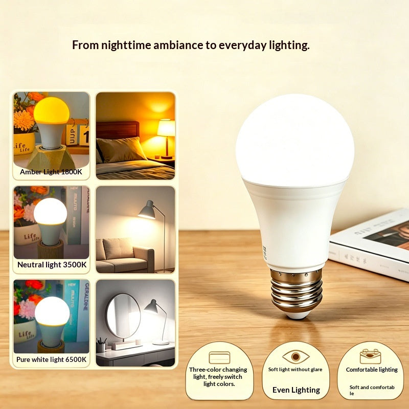 Flicker-Free RGB LED Bulb with Dimming and Energy Saving, E27/E26/B22