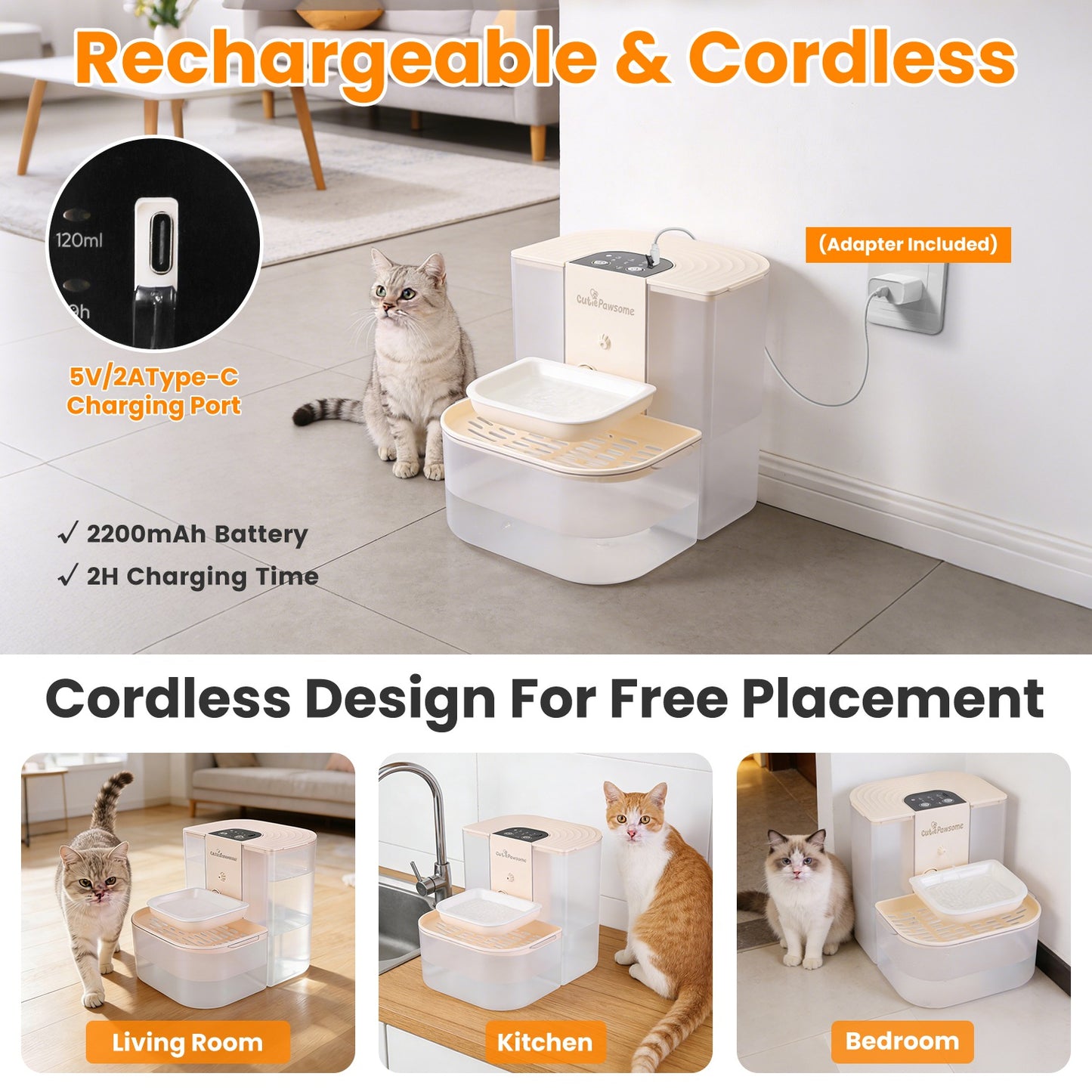 Automatic Pet Water Fountain 4.5L Self-Refilling Cat & Dog Drinking Dispenser