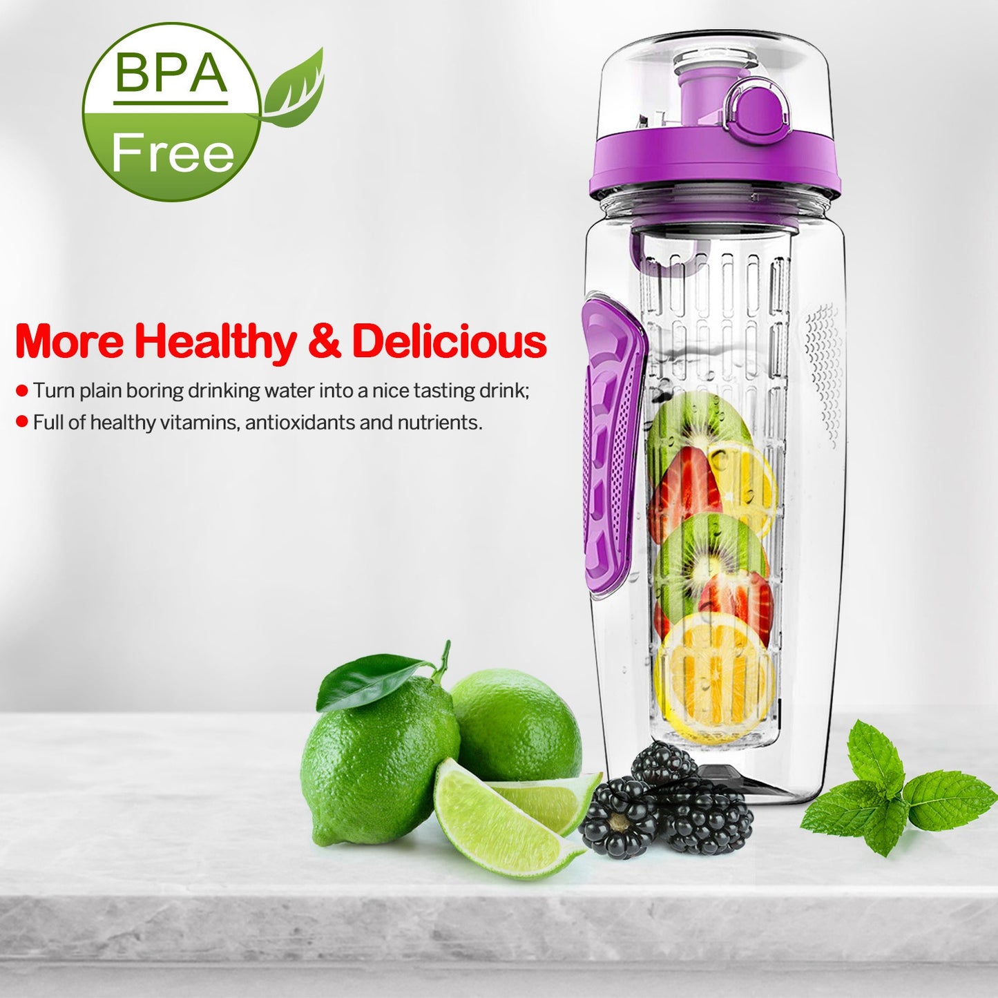 Fruit Infuser Water Bottle - 32oz Portable Juice Shaker