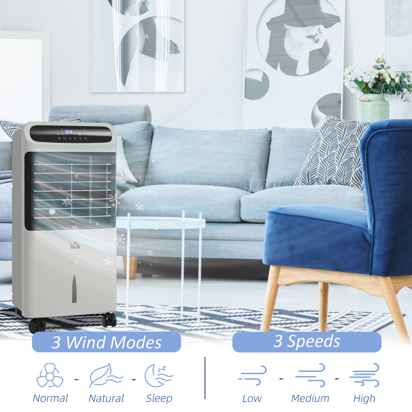 3-in-1 Evaporative Air Cooler Fan with Remote and Timer - Gray