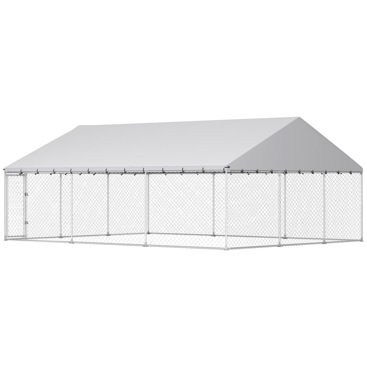 Heavy Duty Outdoor Dog Kennel with Waterproof Roof and Secure Latches - 20x15x8 ft