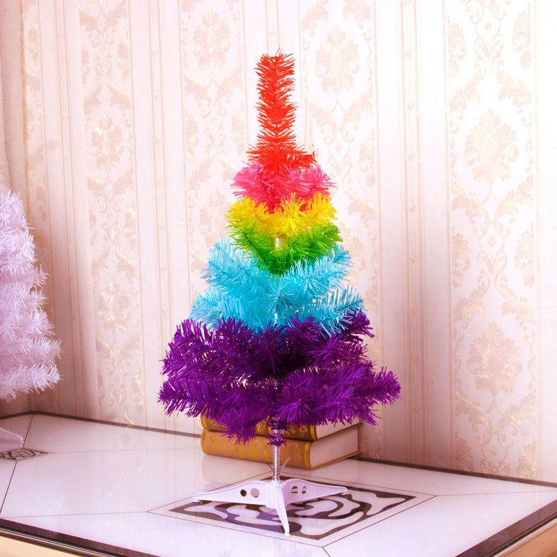 60cm Rainbow Christmas Tree with 70 PVC Branches - Colorful Holiday Decor