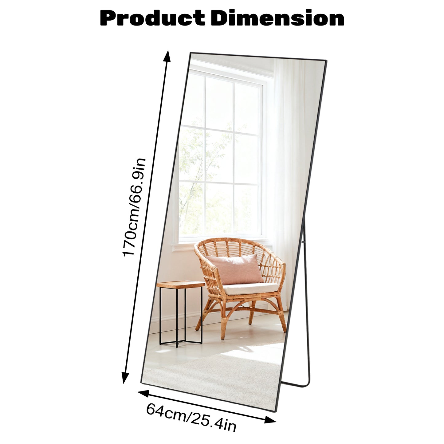 Rectangle Full Length Standing Mirror - Shatterproof Floor Mirror