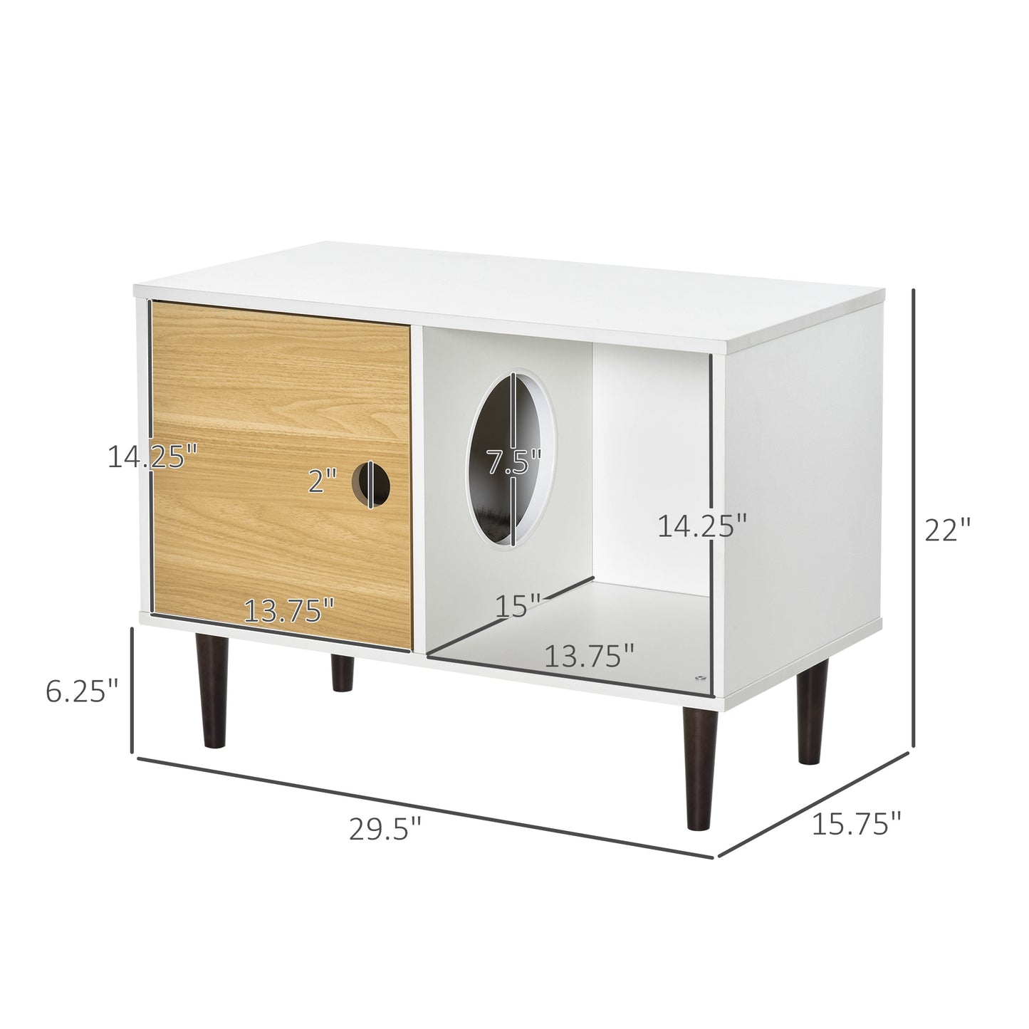 Wooden Cat House with Soft Cushion - Elevated Pet Condo with Storage - White, 800x460x160mm
