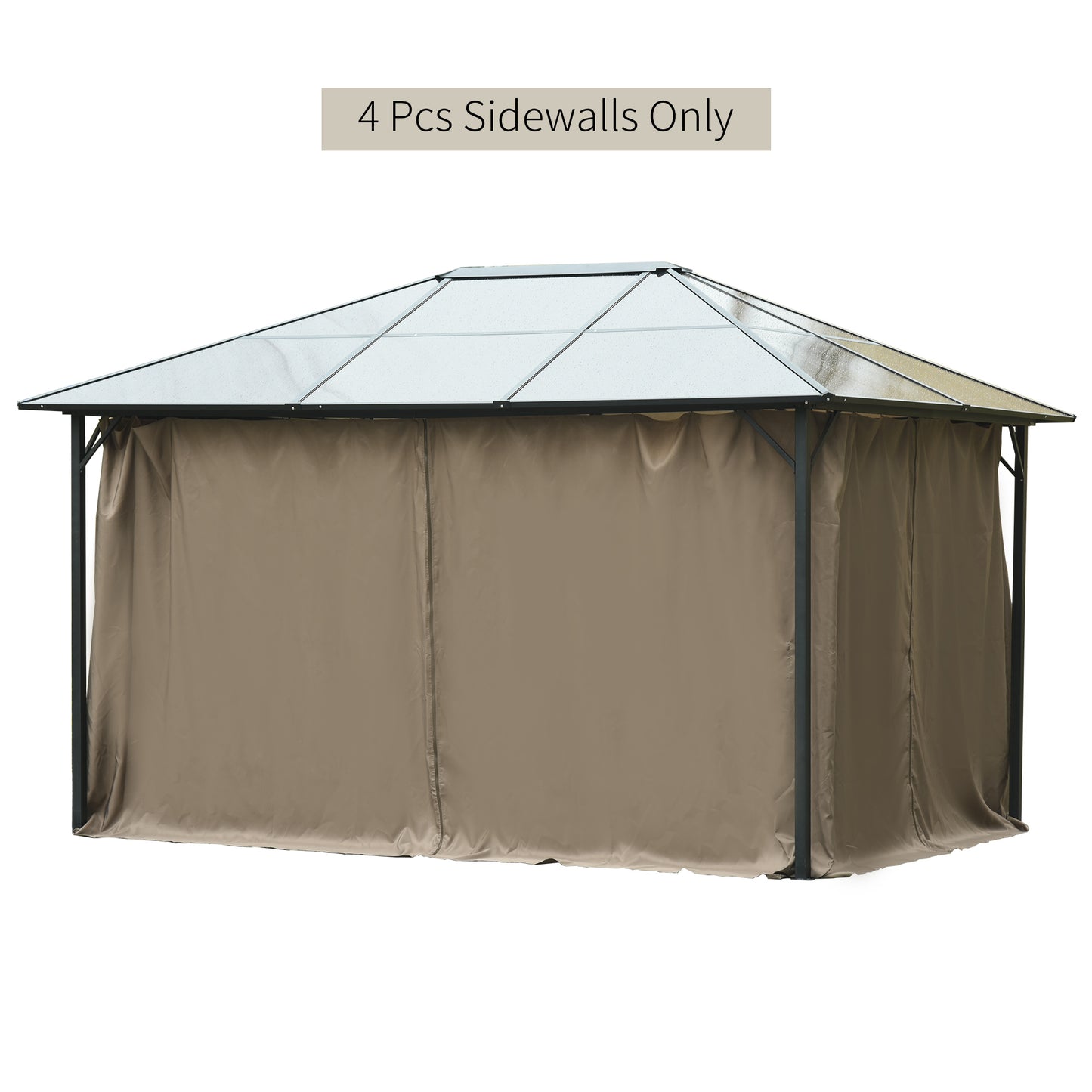 Gazebo Sidewall Set with Hooks and C-Rings - Dark Brown
