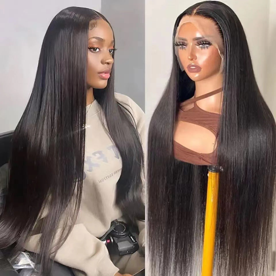Long Straight Synthetic Wig for Women - High-Temperature Fiber, Black