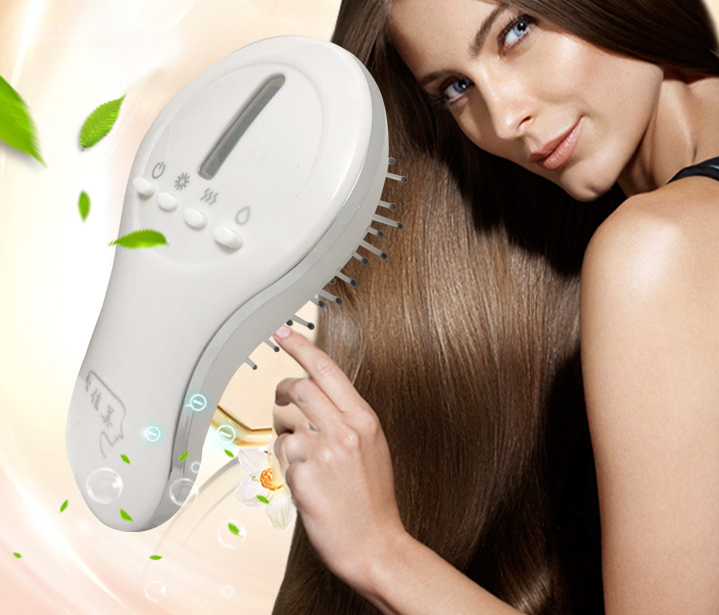 Anti-Static Ionic Hair Comb with Vibration Massage & USB Charging - White