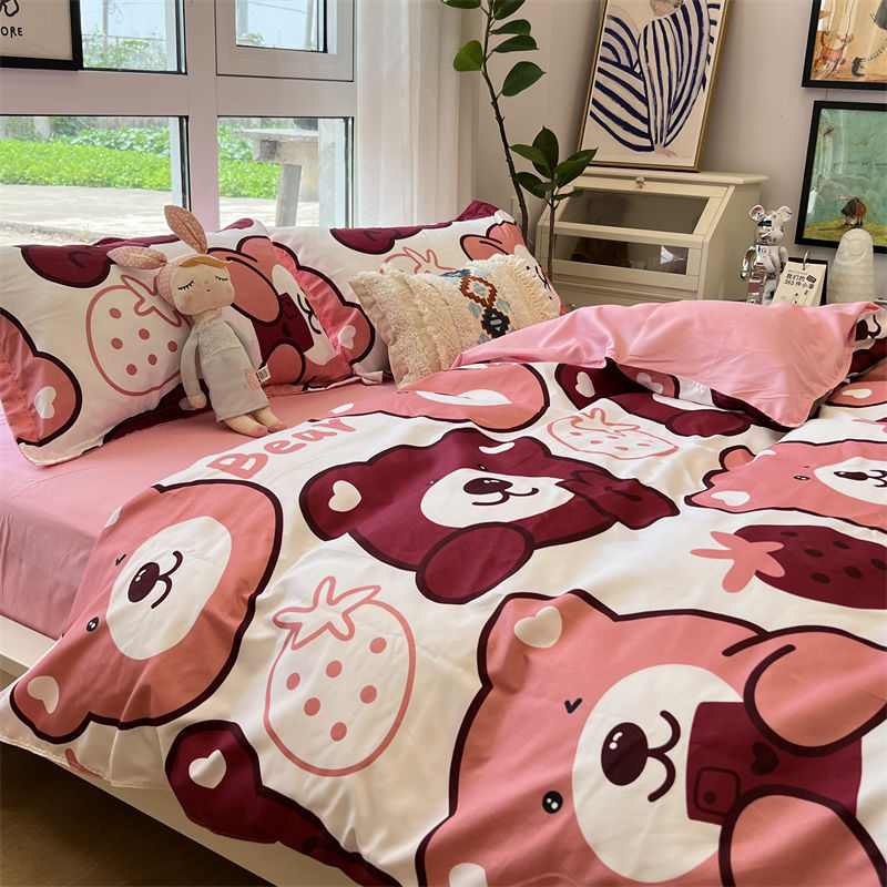 Washed Cotton Bed Sheet Quilt Cover Set - Multiple Sizes & Patterns