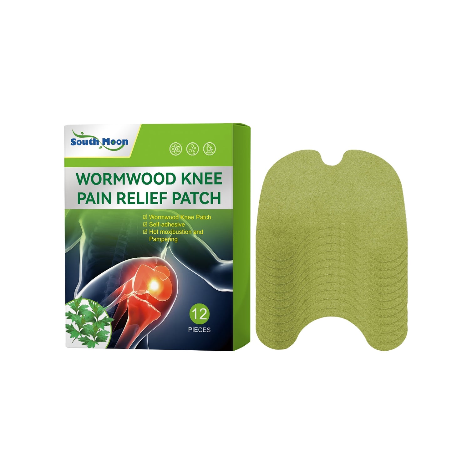 Wormwood Knee Pain Relief Patch - 12 Pieces Natural Herbal Pain Relief