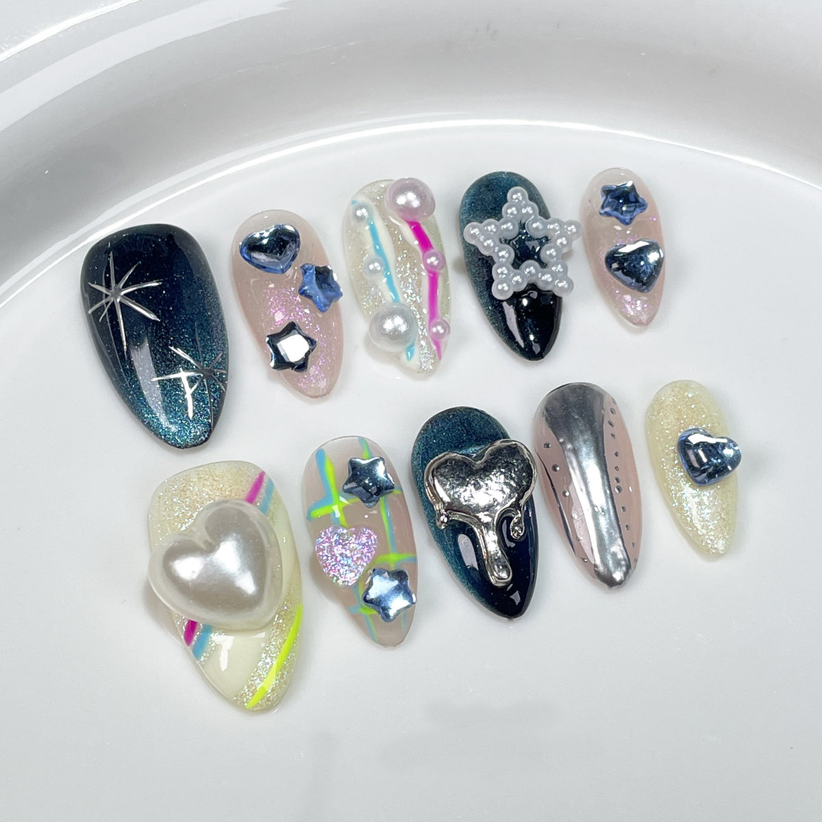 European & American Almond-Shaped Fake Nails - Wearable False Nail Set