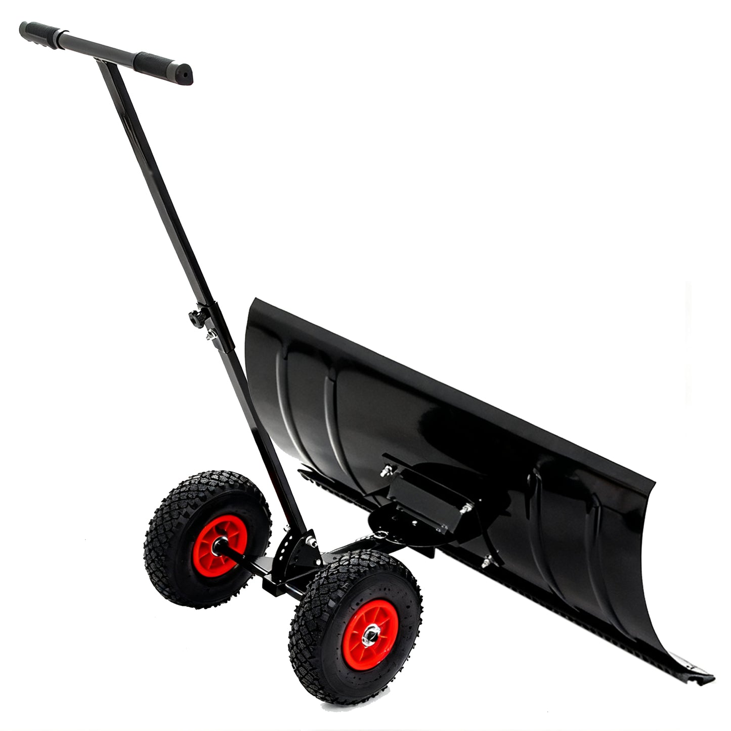 30-Inch Wide Metal Snow Plow with Adjustable Handle & Dual Wheel Options