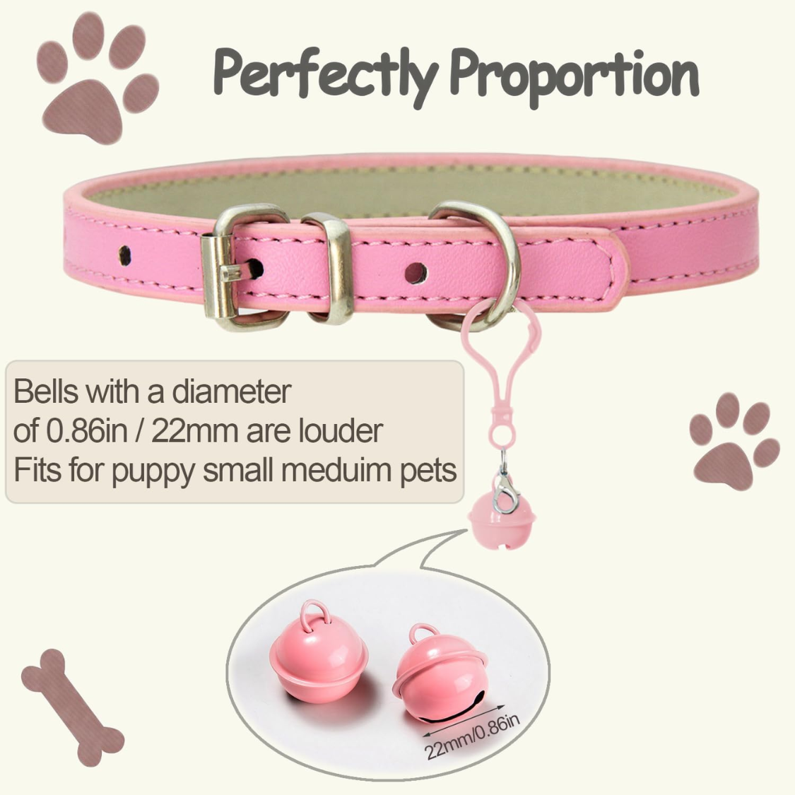 Multicolor Pet Bell Set for Collars - 6 Louder, Crackling Dog & Cat Charms with Clasps
