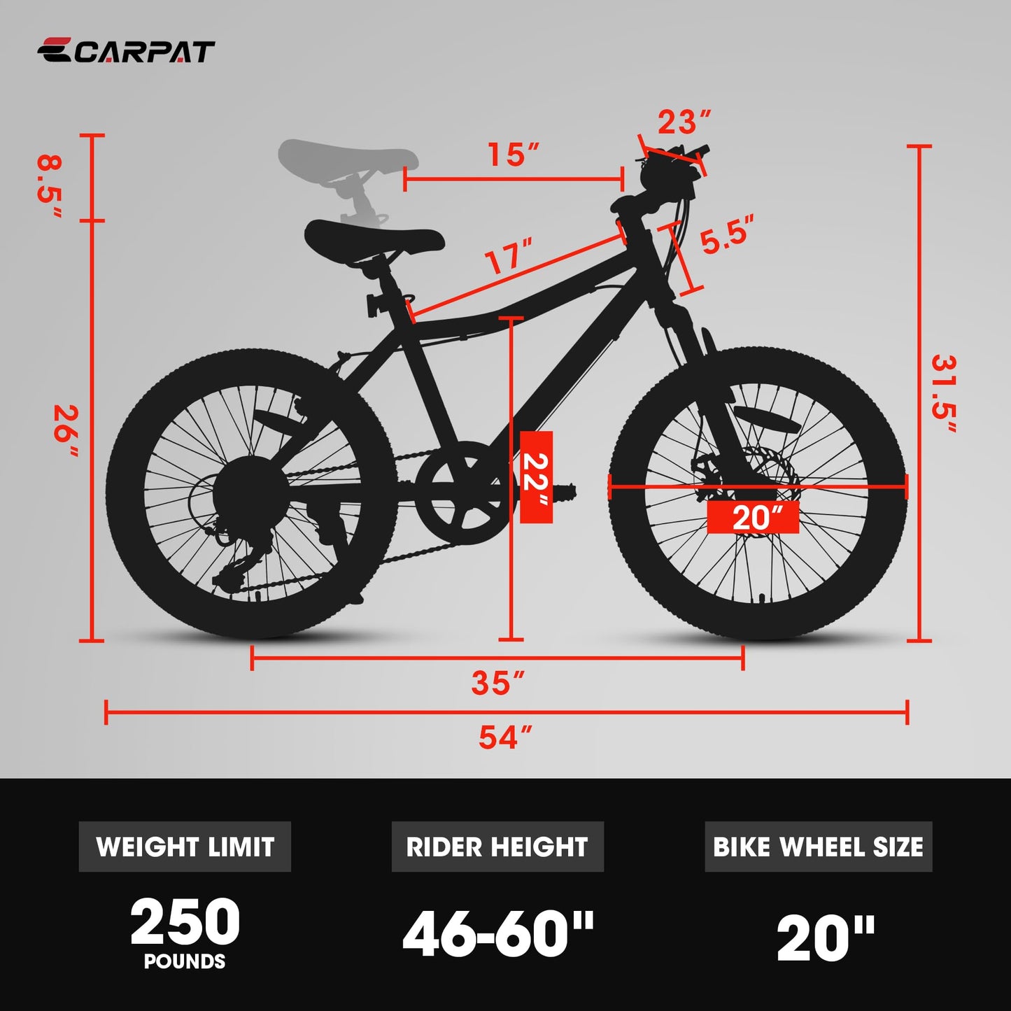 20 Inch Kids' Mountain Bike - 7 Speed, Steel Frame, Green
