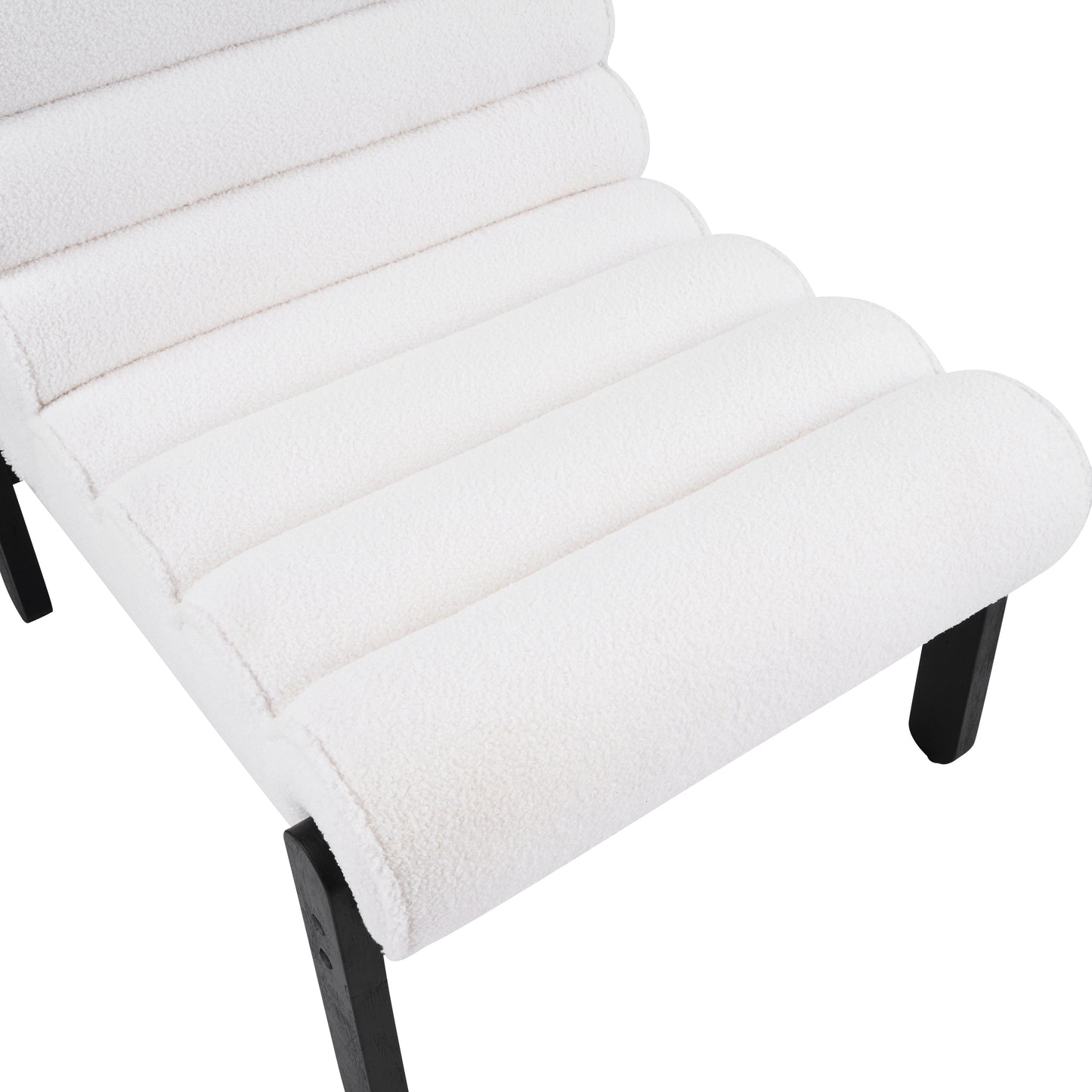 Fluffy Accent Chair White With Black Solid Wood Frame