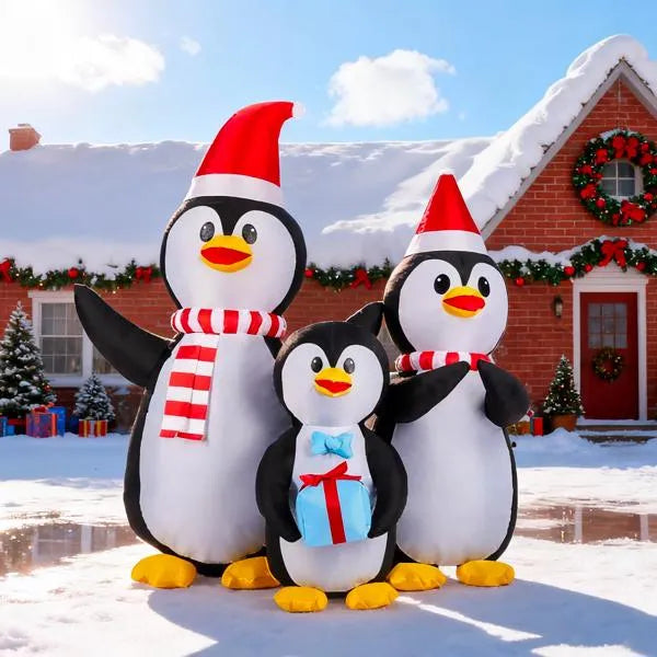 6FT Inflatable Christmas Penguin Family Decoration with LED Lights