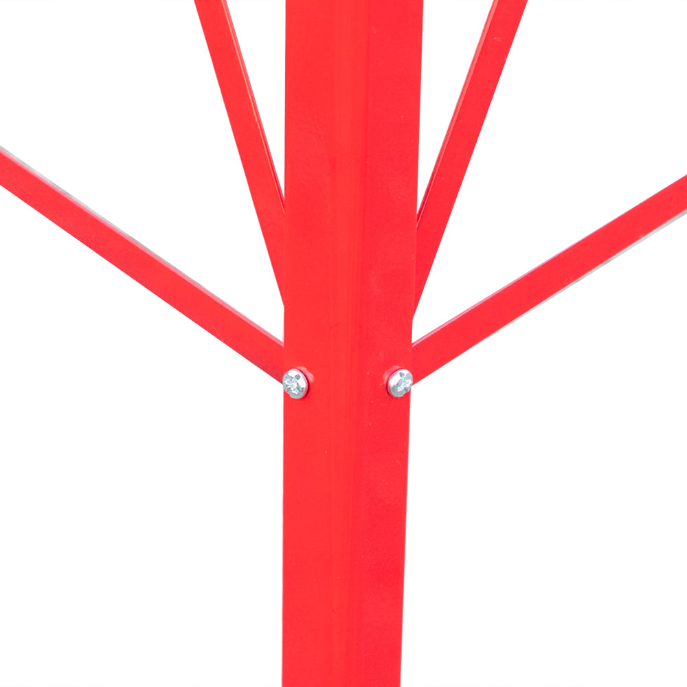 8FT Weather Resistant Garden Windmill with Steel Frame - Red Decorative Windmill for Lawn & Yard