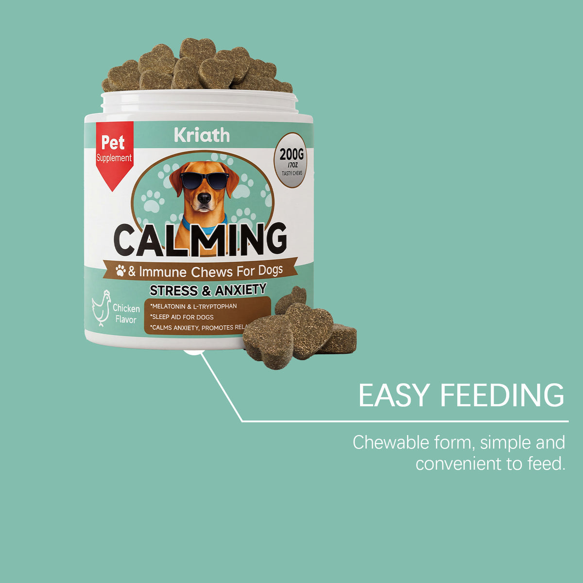 Dog Immune Support Chewable Tablets 200G - Sedative & Health Supplement
