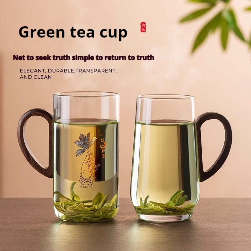Heat-Resistant Green Tea Cup Large Capacity Water Mug Borosilicate Glass