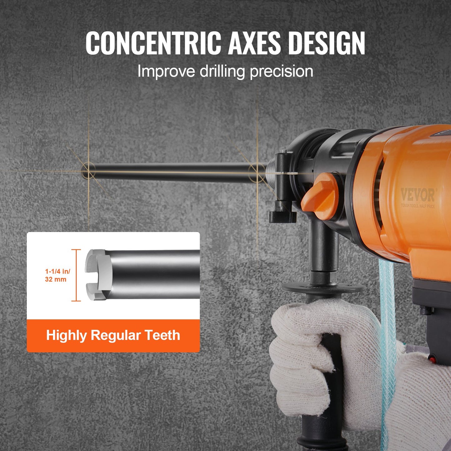 Wet Diamond Core Drill Bit 1-1/4 Inch for Concrete and Masonry - 14 Inch Depth, Black