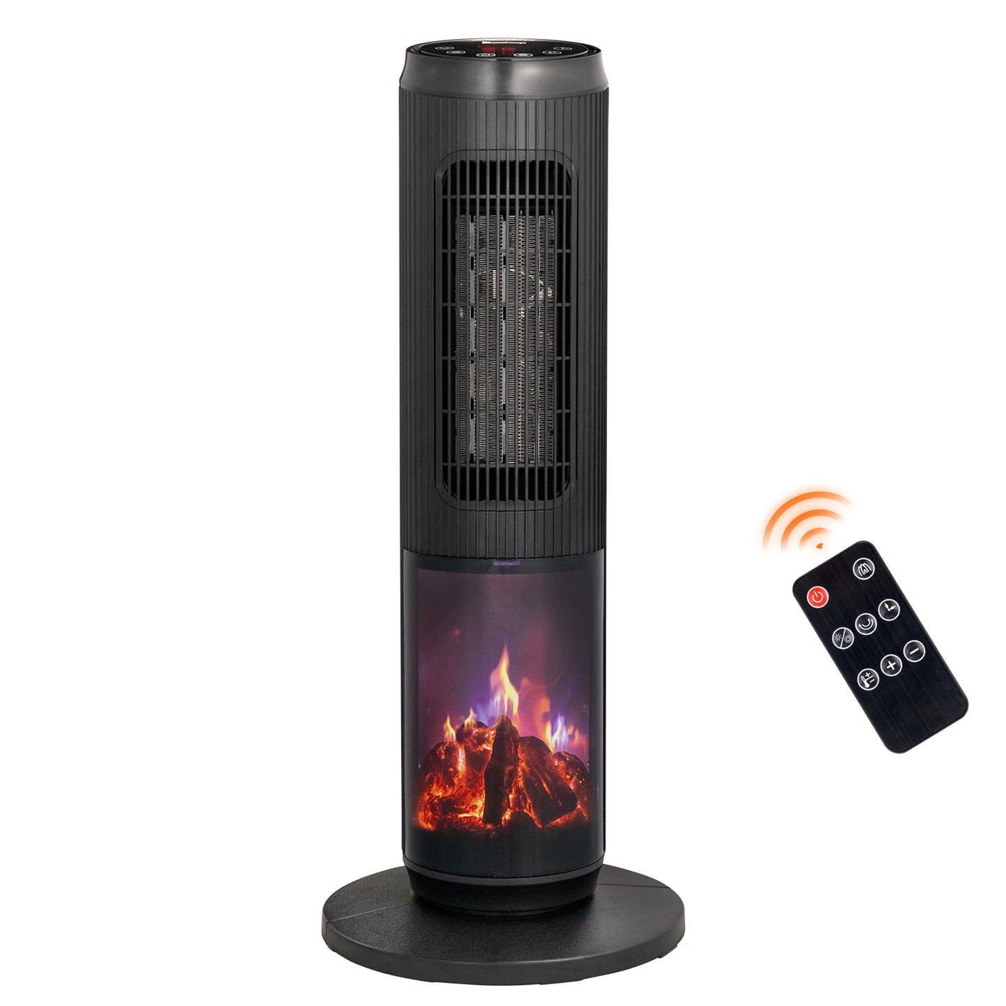 25-Inch Portable Tower Space Heater with Remote & 12H Timer - Black